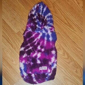 Justice Sherpa Dog Hoodie Tie Dye Purple Pink Blue Extra Small